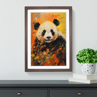 Panda Gestural - Single Picture Frame Print on Wood