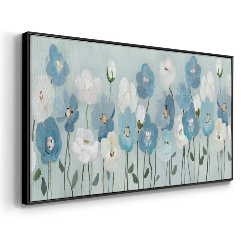 «Blue Meadow», toile tendue avec châssis tendue, prête à être accrochée, H 21 po x l 41 po, Noir