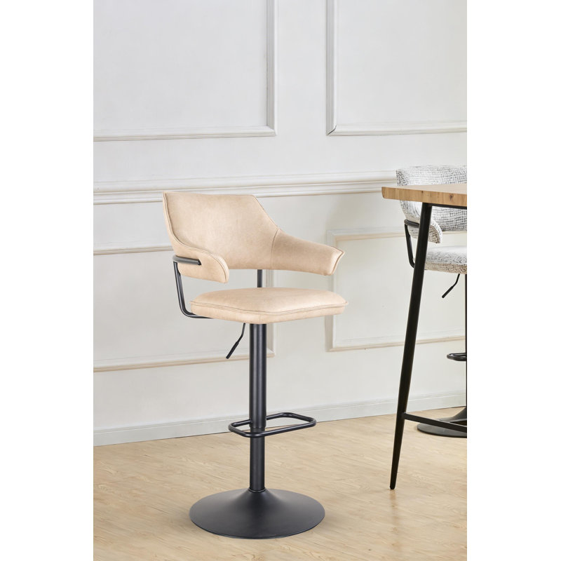 Upholstered Faux Leather Bar Stool