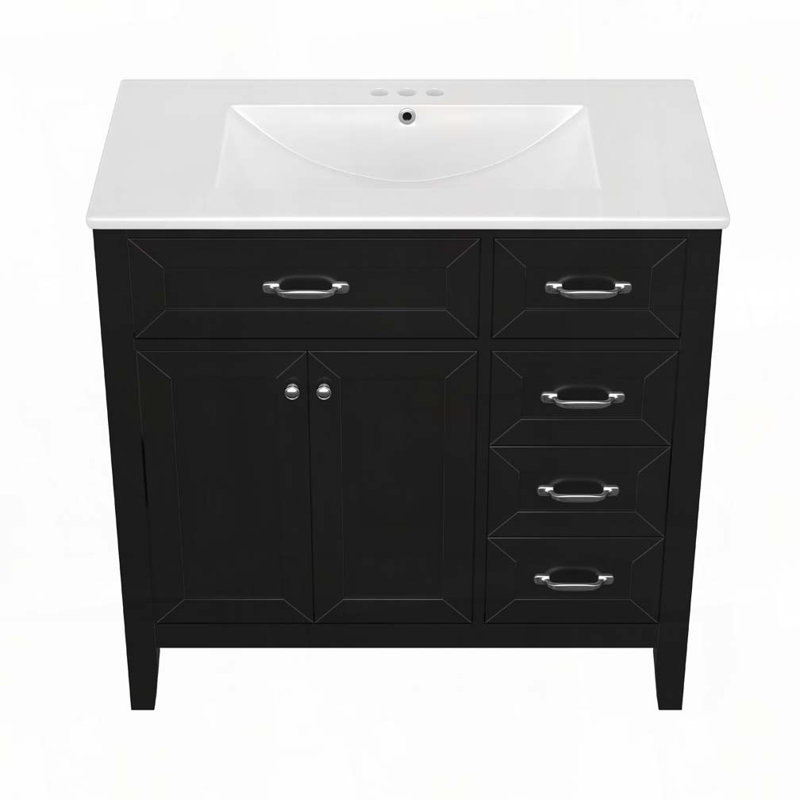 Meuble-lavabo 36 po avec lavabo, Noir