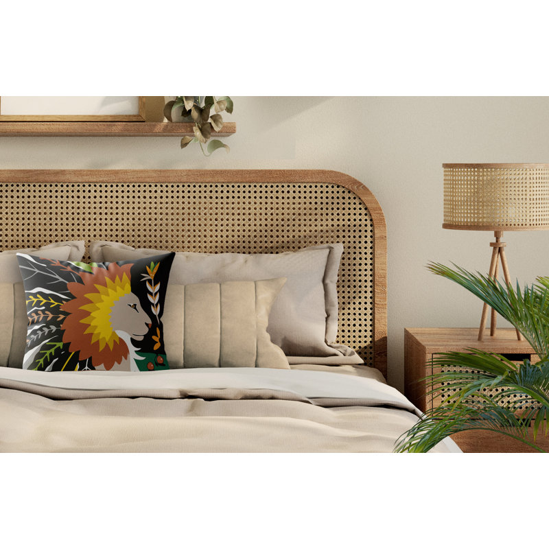 Coussin décoratif en microsuède Lev, Carré 20 po, Black/Ochre/Brown/Yellow/Green
