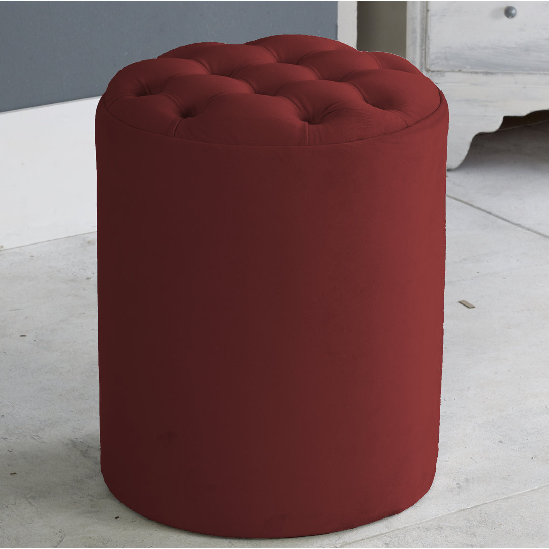 Henthorn 28cm Wide Velvet Tufted Round Solid Colour Pouffe Ottoman