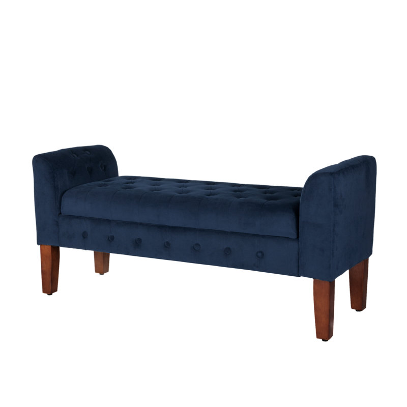 Upholstered Storage Bench, Beige Boucle