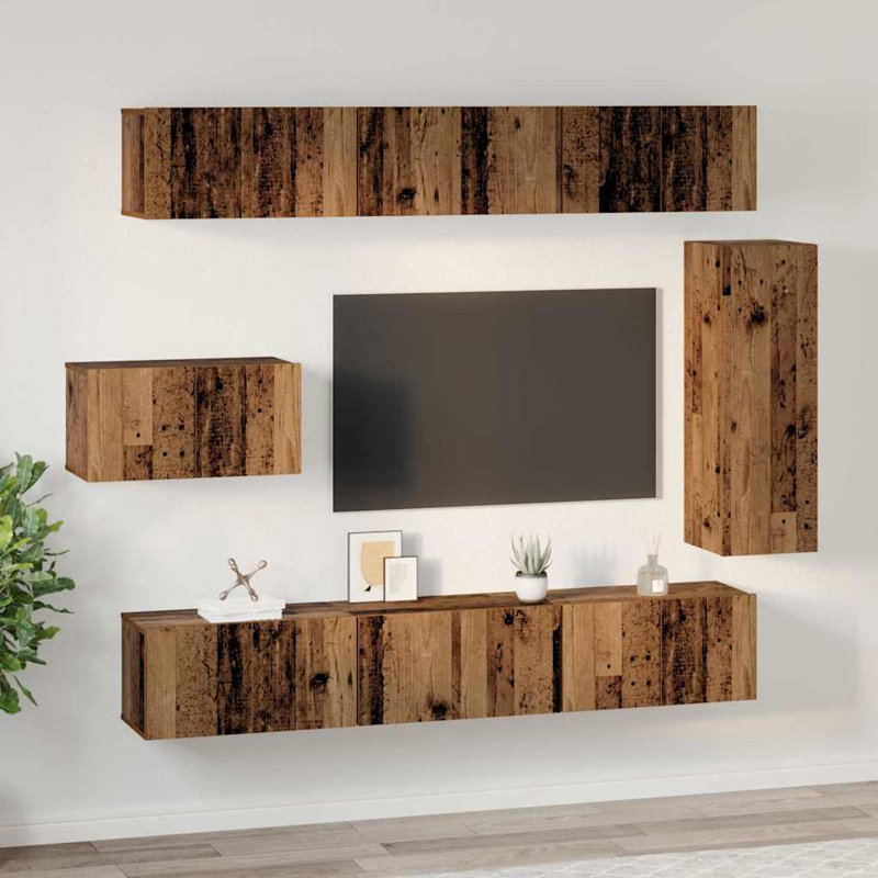 TV Cabinet Set 8 Pcs 30.5 X 30 X 90 Cm, Old Wood