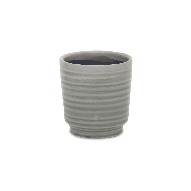 Mosley Handmade Ceramic Pot Planter, Gray, 4" H x 3.75" W x 3.75" D 
