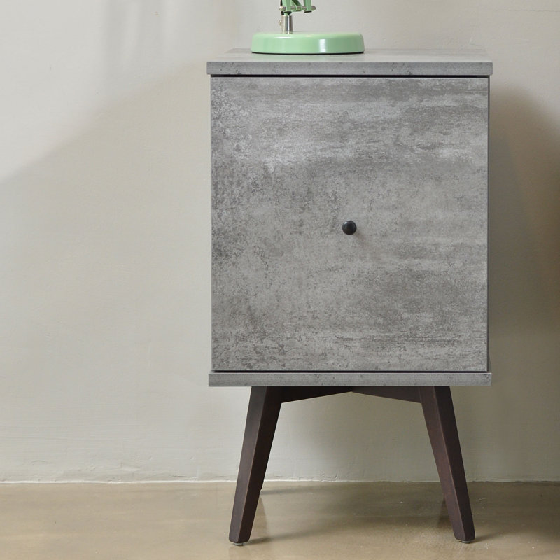 Holzheimer 35.2cm W Particle Board / Chipboard Bedside Table, Iron Slate