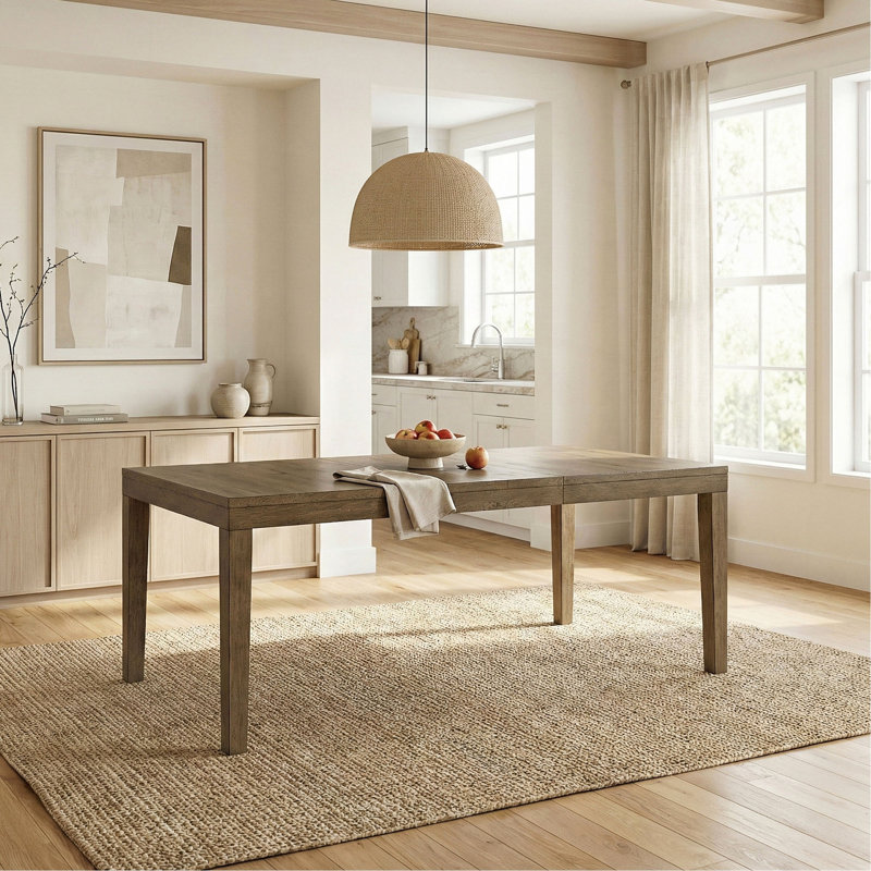 Grande table de salle à manger transitionnelle à finition brune avec rallonge à rallonge de style maison de campagne moderne 1 pièce