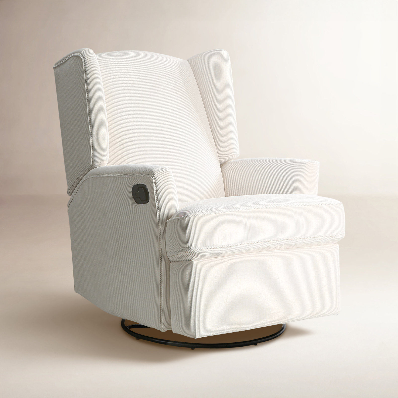 Wingback Swivel Glider, Ivory Corduroy