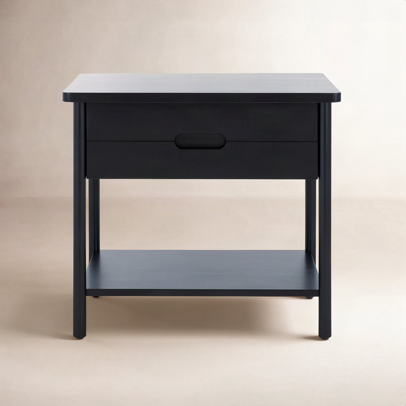 Fayletta 1 Drawer Wood Nightstand, Black