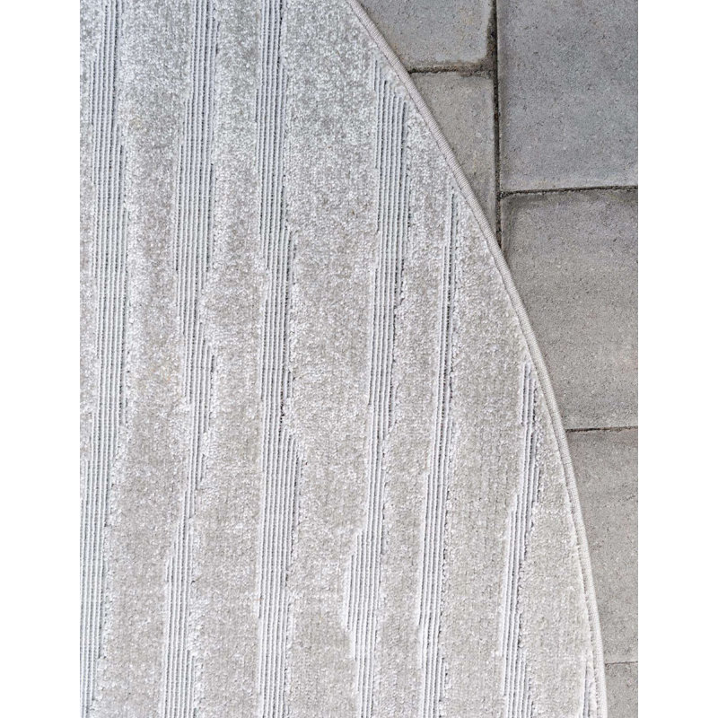 Tapis d'extérieur couleur pierre Claudia, Rond 8 pi