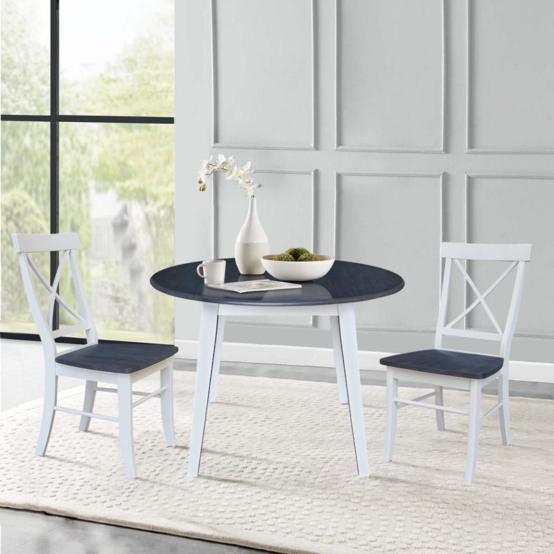 Ensemble de salle à manger Kaylam, Gris chiné / Blanc, 3 pièces: table, 2 chaises