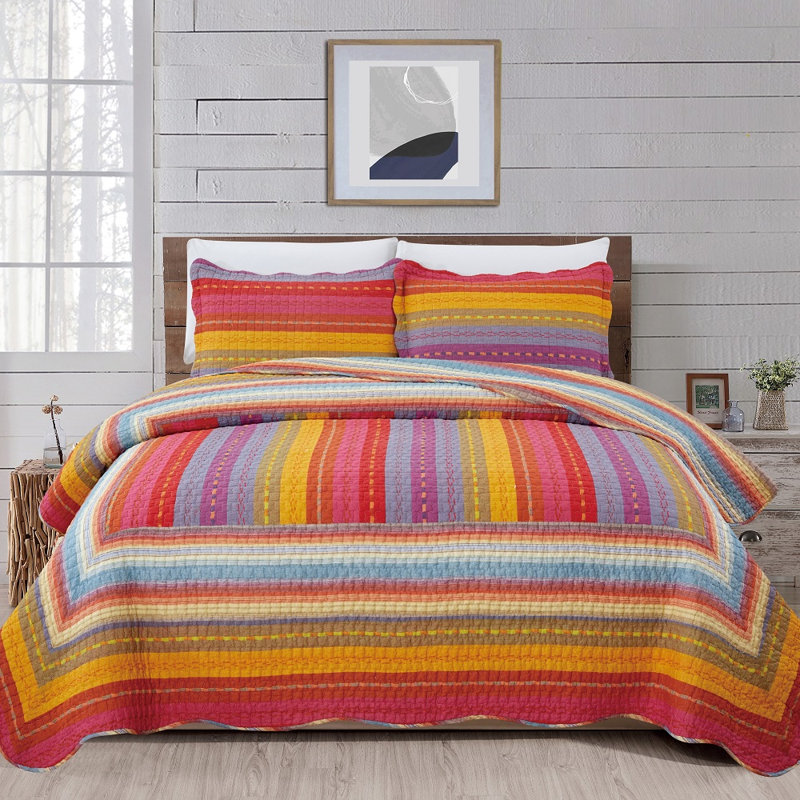 Ronja Cotton Striped Quilt, Full/Queen