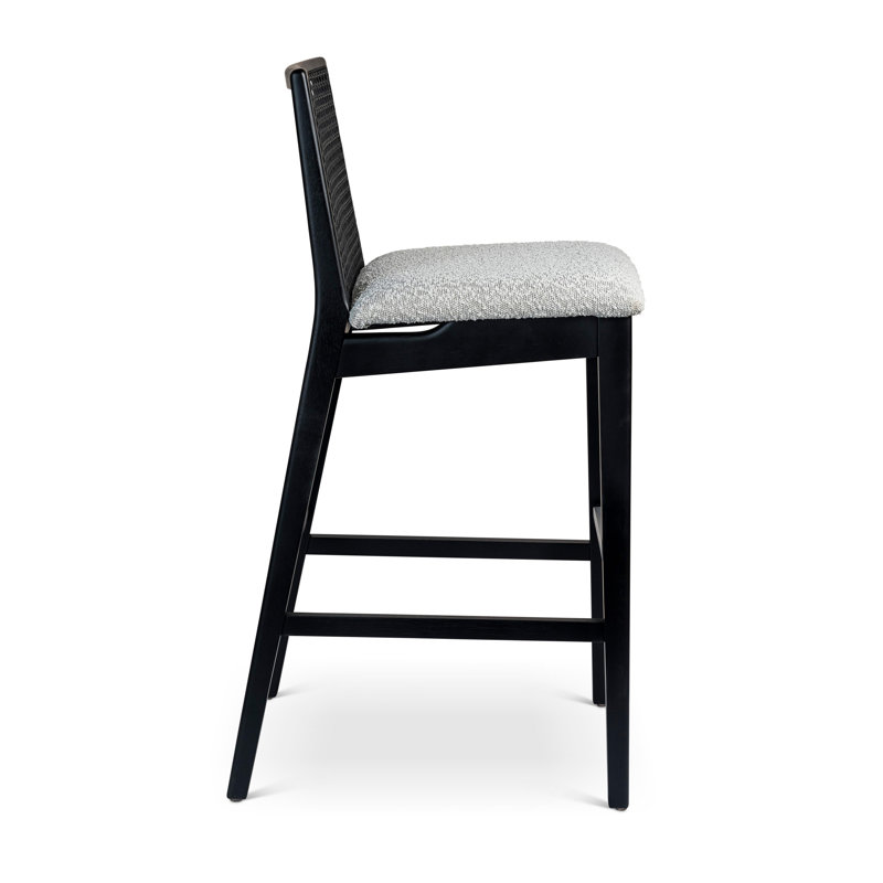 Modern Brazilian Nardia Cane Bar Stool, Light Gray/Domasco/Natural, Bar Stool (29.5" Seat Height)