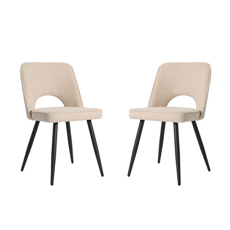 Asfand Velvet Side Chair in Boucle Fabric - Cream