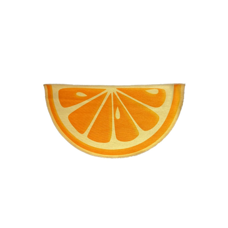 Decorative Washable Carpet With Fruit Pattern And Peachy Clean Text, Novelty 4' x 4'