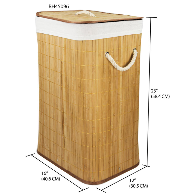 Natural Bamboo Foldable Laundry Hamper with Removable Liner