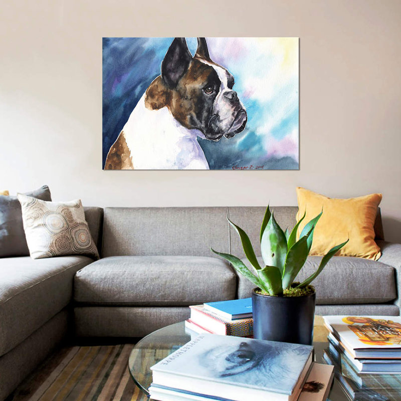 Impression sur toile boxer, H 26 po x l 40 po x P 1,5 po, Toile tendue, Pas de tapis