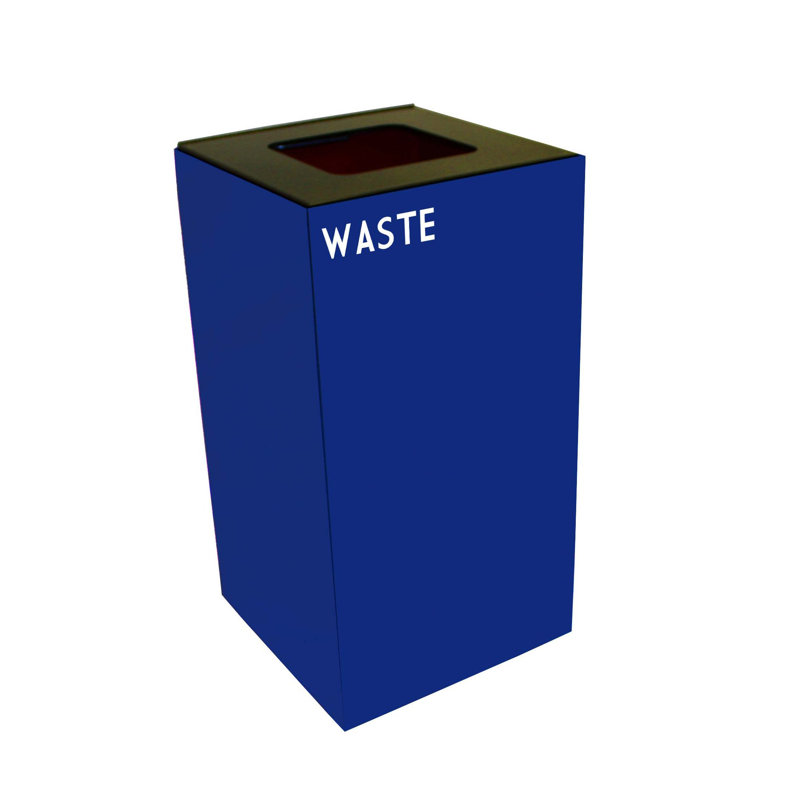 Poubelle de recyclage Geocube 24 gallons, Carrée pour plastiques et déchets, 32 gallons, Bleu