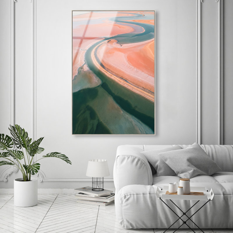 Peach Sand Print by Oliver Gal, 37"H x 55"W, Silver Floater Frame