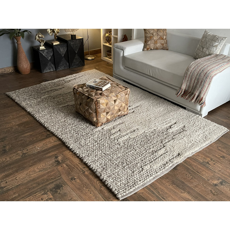 Tapis d'intérieur rectangulaire tissé à la main rectangulaire 8 pi x 10 pi Maike en taupe clair / taupe foncé