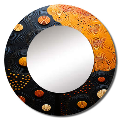 African Tribes Sacred Patterns IV - African Tribal Unique Mirror, Orange Large Wall Mirror, Printed Metal Art