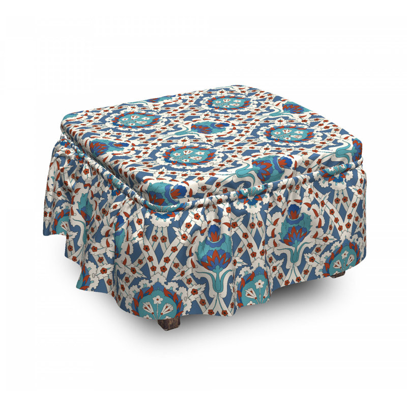 Housse pour repose-pieds traditionnel d’art floral