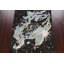 Tapis noir / bleu / blanc noué à la main de conception unique 4 pi 8 po x 7 pi 3 po New Age