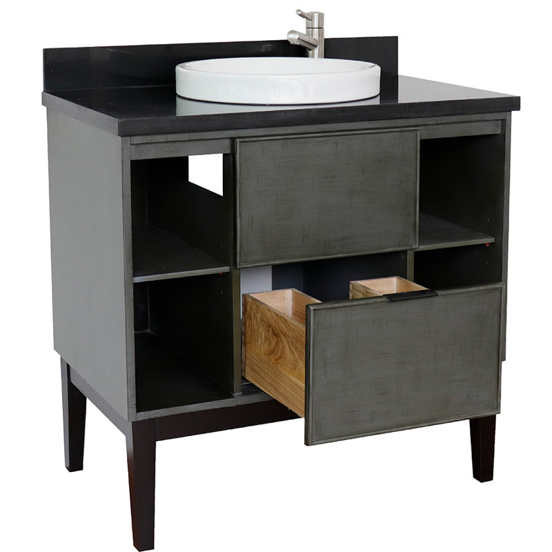 37'' Single Bathroom Vanity with Top, Black Galaxy