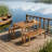 3 Pieces Wood Dining Set with 2 Benches