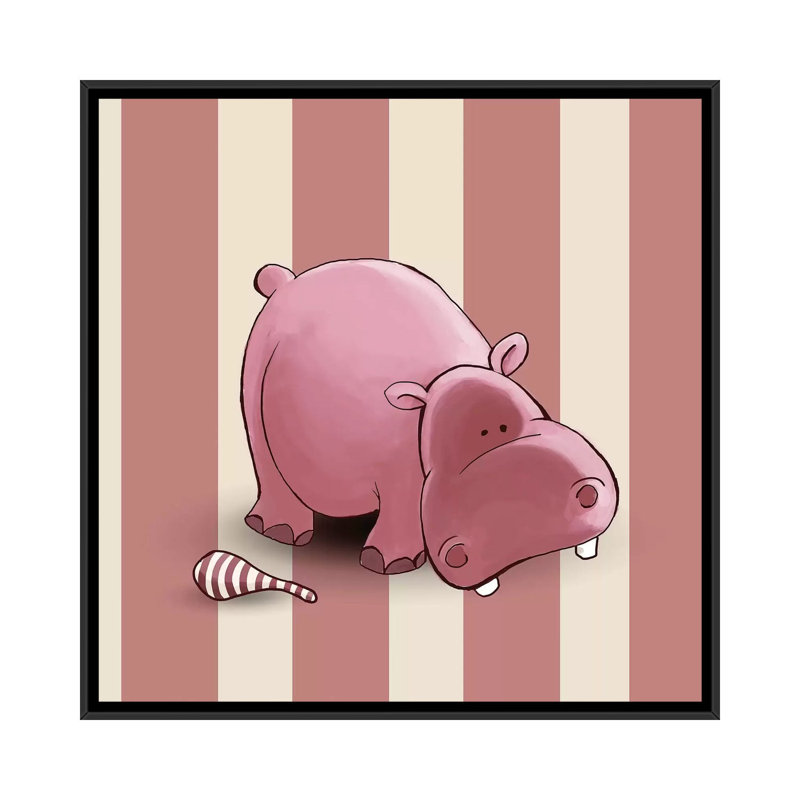 « hippopotame ii », impression sur toile, H 18 po x l 18 po x P 1,5 po, Toile avec cadre noir