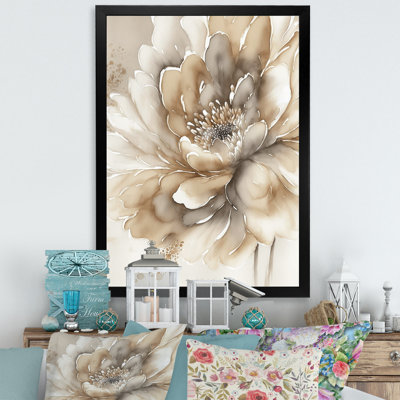 Fleur beige simple IV - art mural sur toile florale