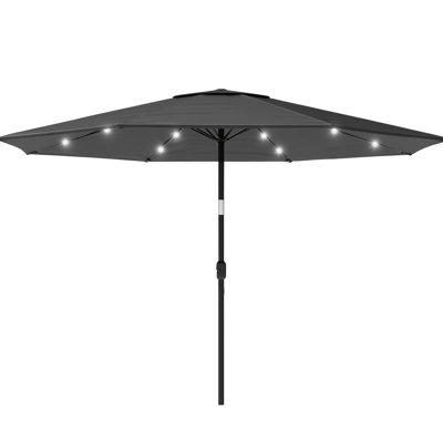 Patio Umbrella with Lights - 10 ft Outdoor Sun Shade Canopy with 32 Solar LEDs - UV 30+ Protection LED Umbrella by Pure Garden (Gray)