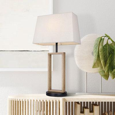 Laqueda 1 Light Table Lamp With Matte Black And Brushed Brown Finish And Natural Cream Shade