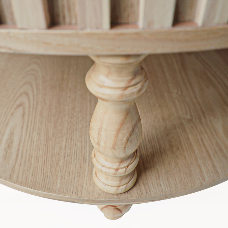 Table basse cannelée de style moderne du milieu du siècle avec rangement, table centrale en bois naturel avec couvercle rabattable et pieds en bois pour le salon