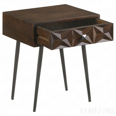 Table d'appoint rectangulaire à 1 tiroir Coffee Brown