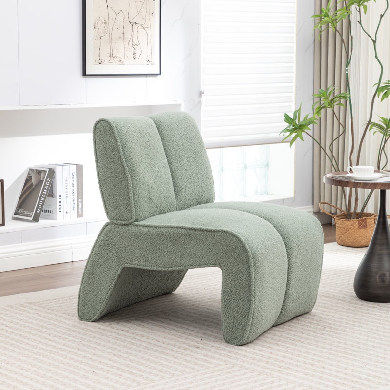 Mathias Upholstered Faux Fur Accent Chair, Green