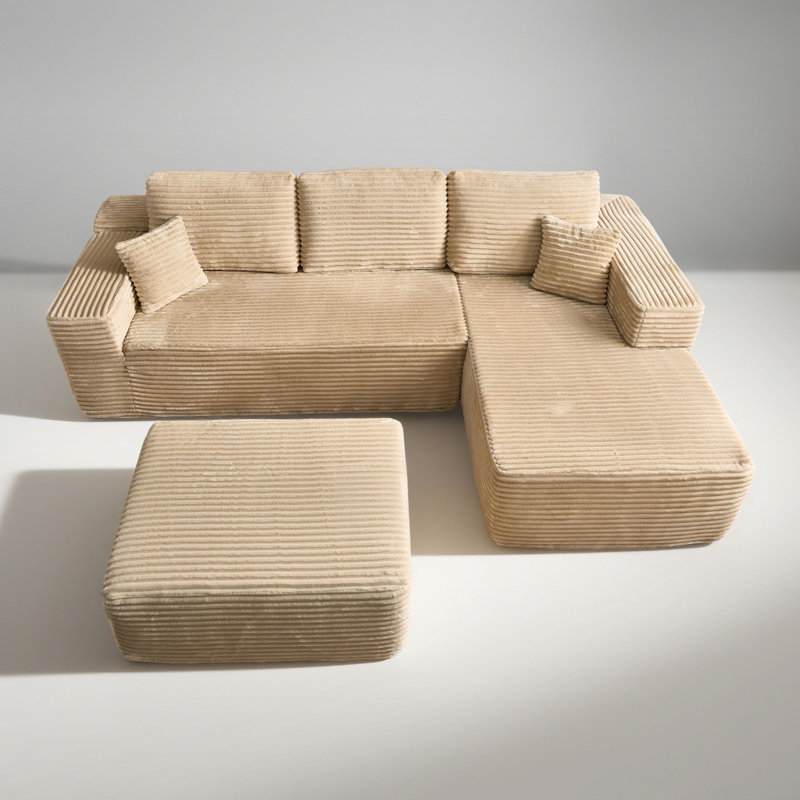 Canapé modulaire en forme de L avec repose-pieds et repose-pieds sans assemblage 106,3 po Boneless, Orienté à droite