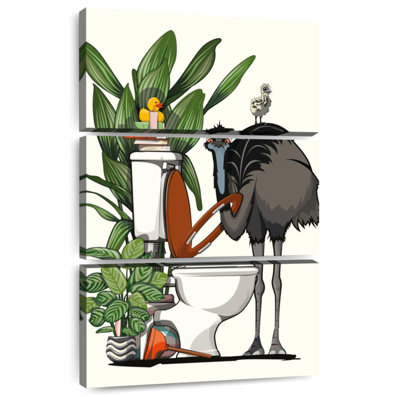 Ketti Emu Using The Toilet, 32" H x 20" W