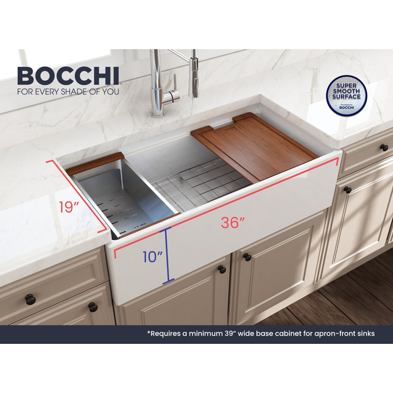 36'' L Farmhouse Apron-Front Kitchen Sink, White