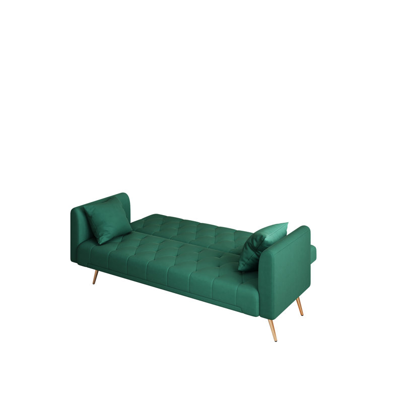 Causeuse convertible, 71 po, velours, pour petites pièces, réglable, 71 po, idéale pour les appartements,, Green