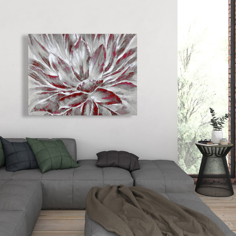 Red and Gray Flower - Contemporary Canvas for Home Decor