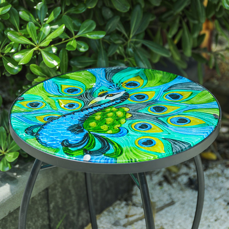Malaury Round Metal Outdoor Side Table , 14'' in. W in. D