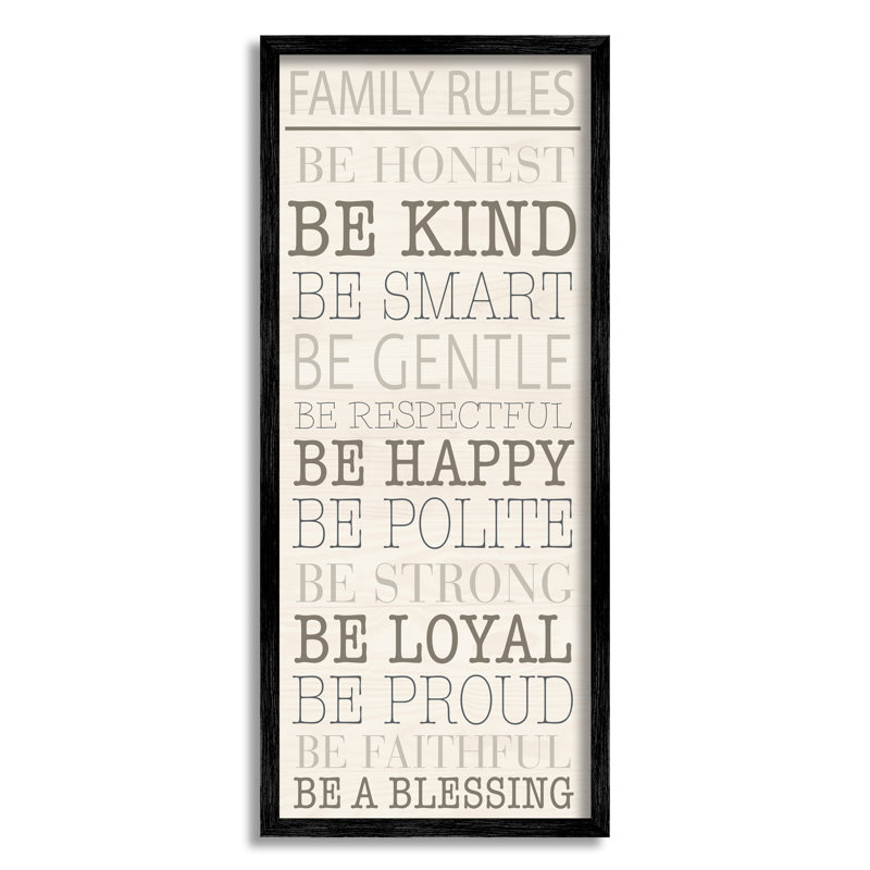 Impression sur toile Uplifting Family Rules par Sundance Group, H 30 po x l 13 po x P 1,5 po, Giclée encadrée noir minuit