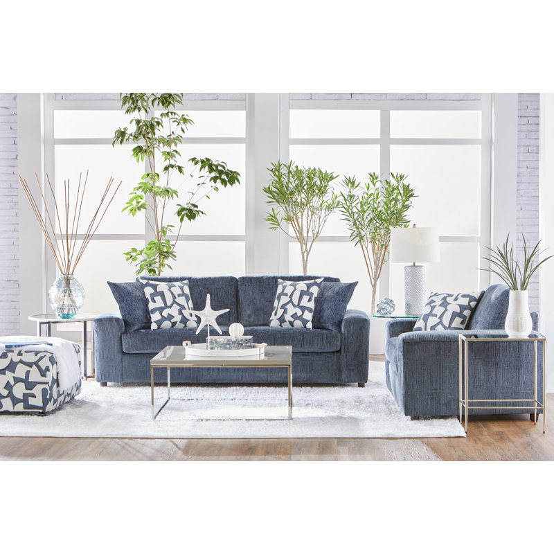 Chaise d'appoint rembourrée Vesna, Mélange de polyester bleu