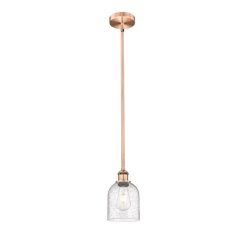 Mini-luminaire suspendu avec tige 6 lumières Edison Anacaren - 616-G558, Cuivre antique, Bullé