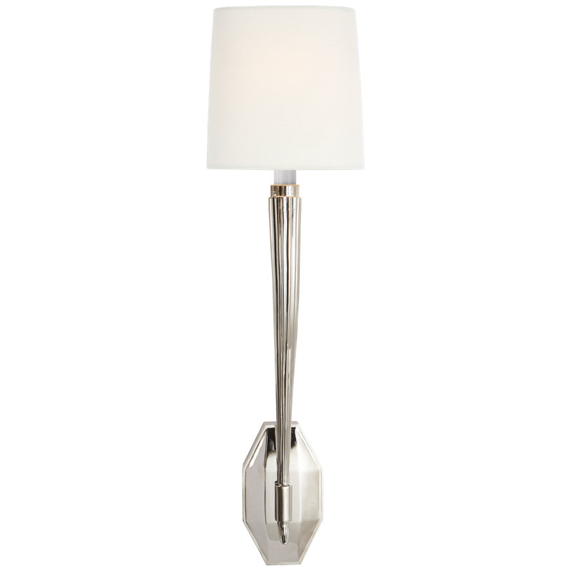 Chapman & Myers Ruhlmann Single Sconce, Polished Nickel, Fabric