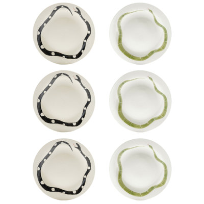 Assiettes en grès peintes à la main avec motifs de serpent