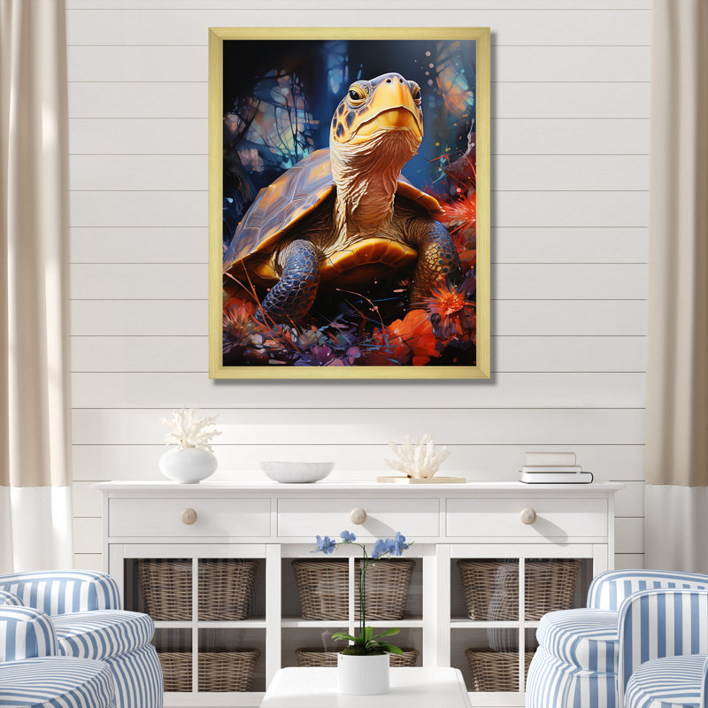 Voyage expressionniste sur toile, H 44 po x l 34 po x P 1,5 po, Cadre doré simple