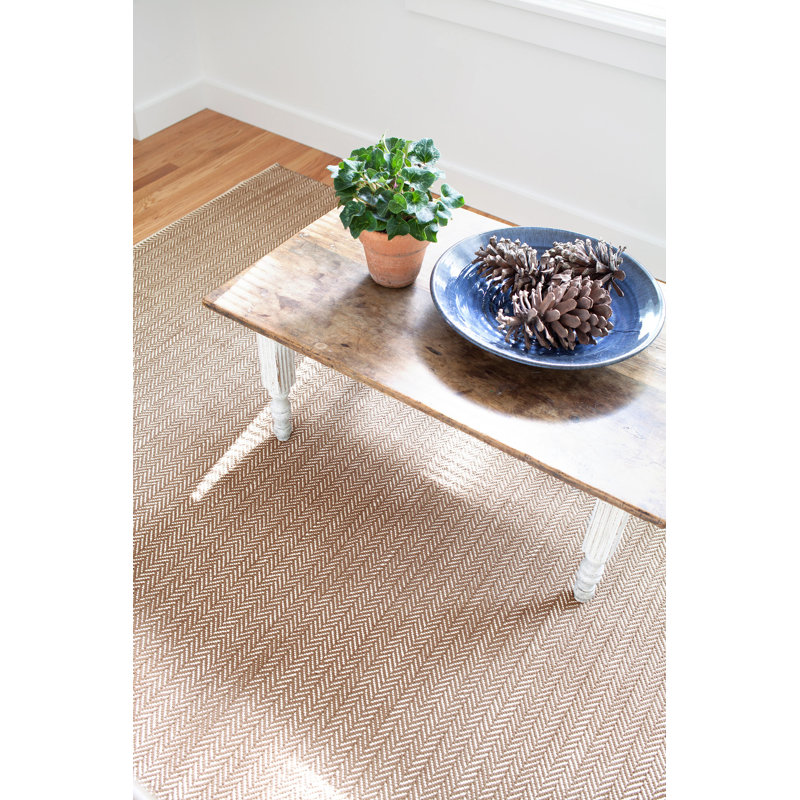 Tapis en coton tissé à la main Herringbone Stone, Rectangle 4 pi x 6 pi