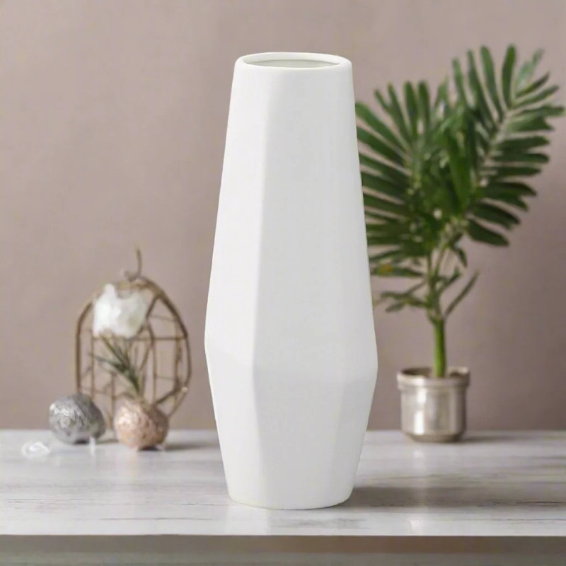 Achiles Ceramic Table Vase, 14" H x 5" W x 5" D